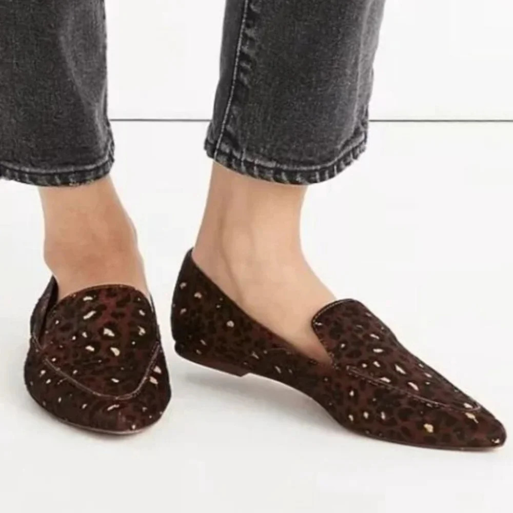 Madewell The Frances Skimmer in Painted Leopard Calf hair size 6.5